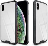 Acrylic + TPU Shockproof Transparent Armor Case voor iPhone XS Max (zwart)