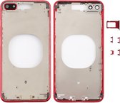 Transparante achterkant met cameralens & SIM-kaartvak & zijtoetsen voor iPhone 8 Plus (rood)