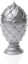 Zilver gelakte figuurkaars, design: Fabergé Ei Hoogte 9 cm (12 uur)