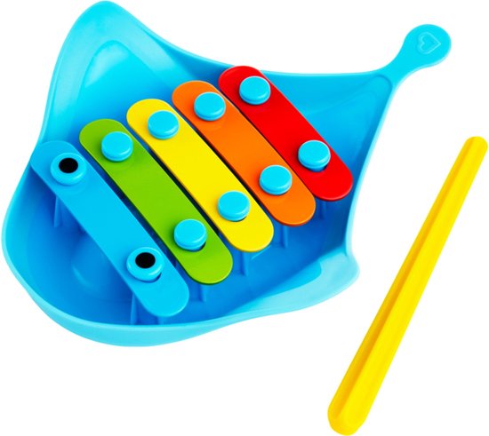 Munchkin Muziekinstrument voor in Bad - Dingray Xylophone - Badspeelgoed in de vorm van een Rog! - Plezier en Leerzaamheid in één - Vanaf 12 Maanden - Inclusief drumstick