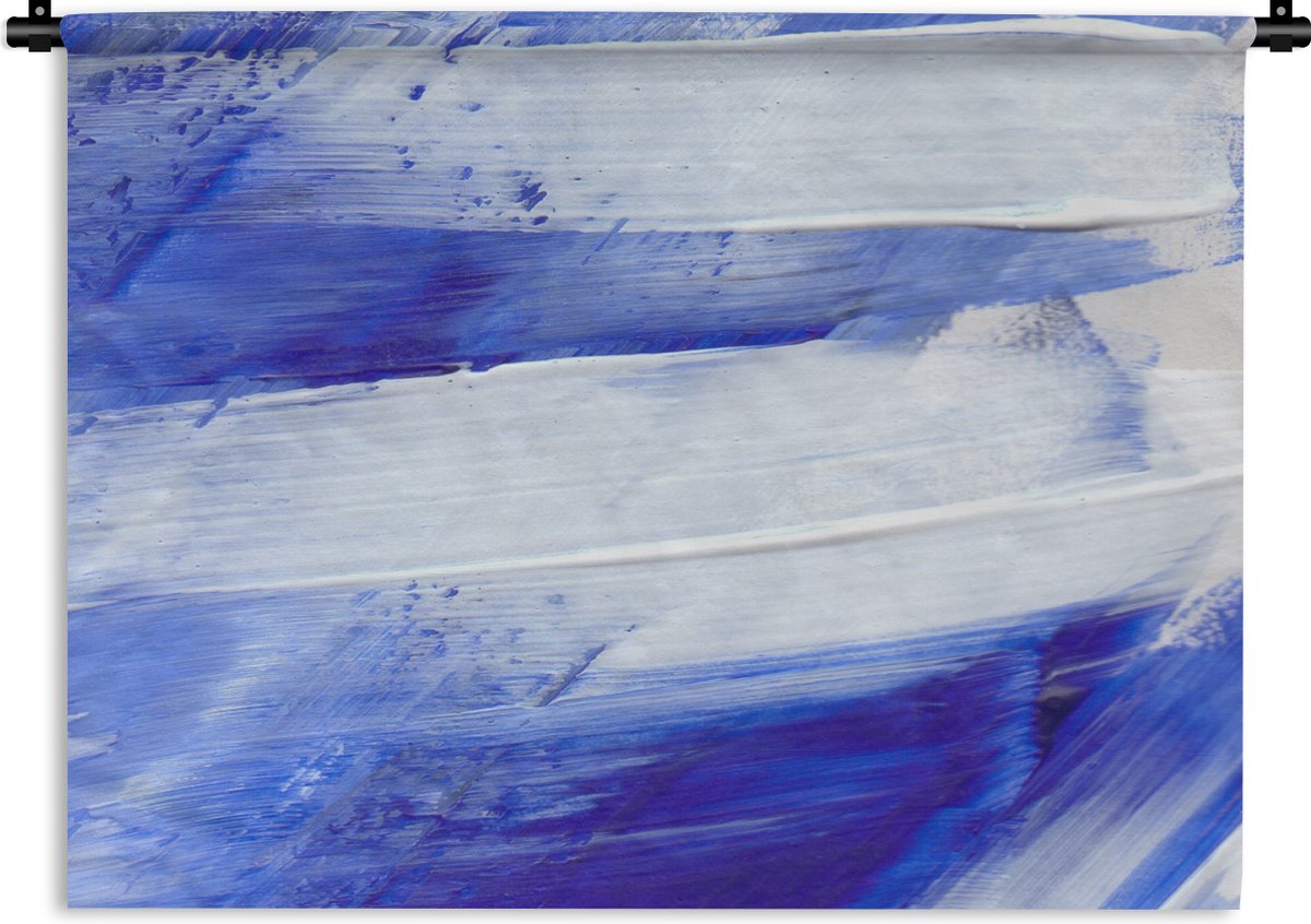 Wandkleed - Wanddoek - Verf - Design - Blauw - 60x45 cm - Wandtapijt