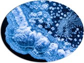 Dibond Ovaal - Textuur in Verschillende Tinten Blauw - 80x60 cm Foto op Ovaal (Met Ophangsysteem)