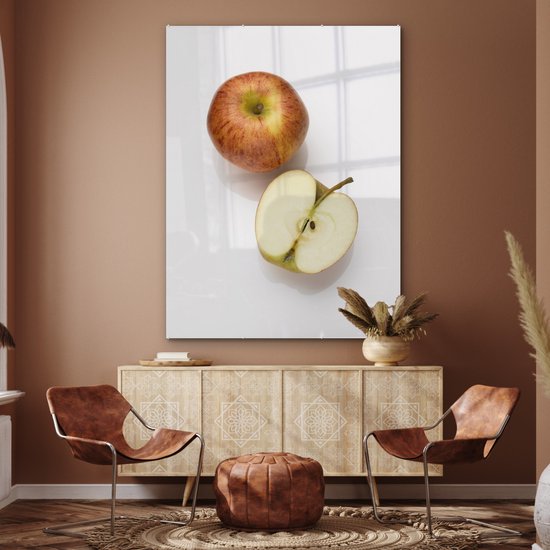 Plexiglas pomme pleine et coupée en deux 120x160 cm - Tirage photo sur Glas (décoration murale plexiglas) XXL / Groot format!
