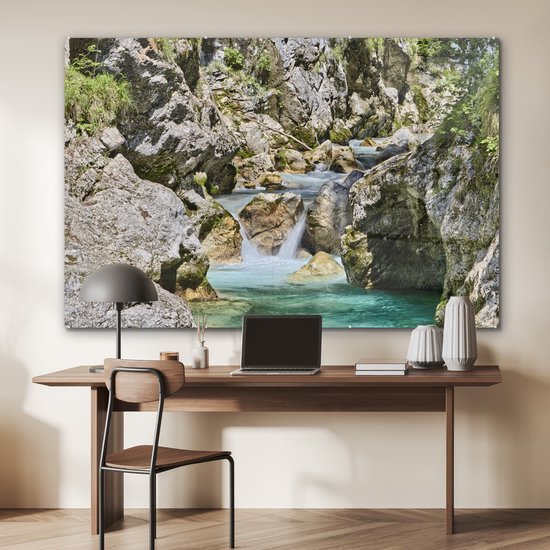Peinture sur Verre - Rivière Soca et Rochers Calcaires dans le Parc National du Triglav en Slovénie - 150x100 cm - Peintures sur Verre Peintures - Photo sur Glas