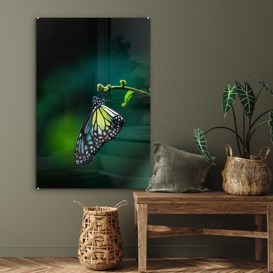 Peinture sur verre - Papillon sur une branche fine - 80x120 cm - Peintures sur verre acrylique - Photo sur Glas