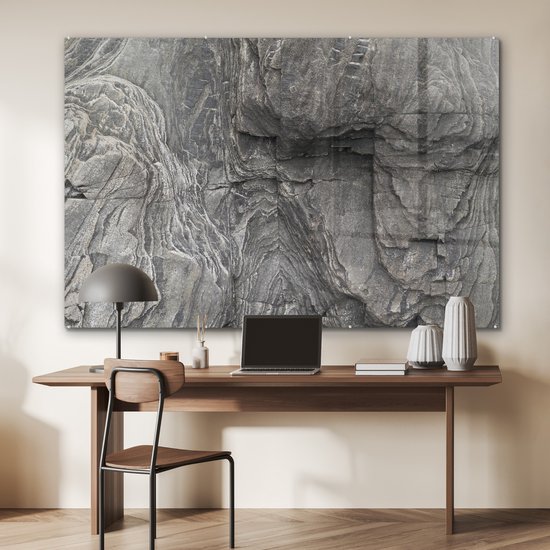 MuchoWow® Glasschilderij 150x100 cm - Schilderij acrylglas - Rots - Stenen - Natuur - Foto op glas - Schilderijen