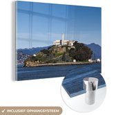 MuchoWow® Glasschilderij - Uitzicht op Alcatraz bij San Francisco in Amerika - 90x60 cm - Acrylglas Schilderijen - Foto op Glas