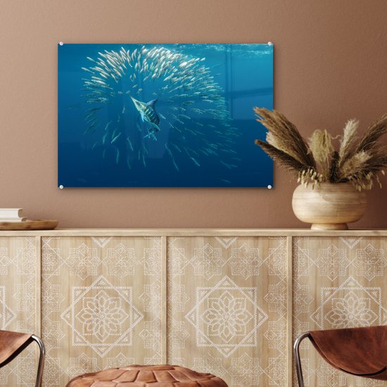 Peinture sur Verre - Espadon - Blauw - Water - 60x40 cm - Peintures sur Verre Peintures - Photo sur Glas