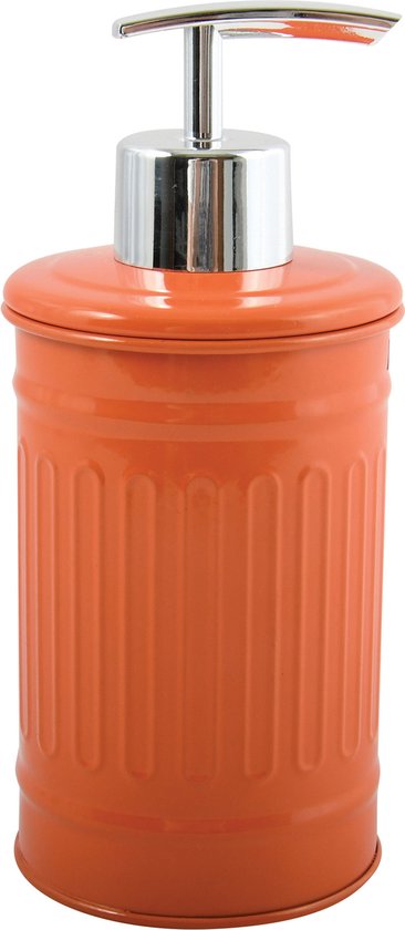 MSV Zeeppompje/dispenser - Industrial - metaal - oranje/zilver - 7.5 x 17 cm - 250 ml