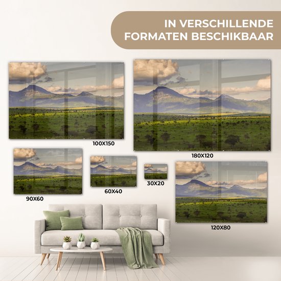 ® Glasschilderij 120x80 cm - Schilderij acrylglas - Het nationale park Masai Mara bij de Mount Kenya in Afrika - Foto op glas - Muurdecoratie woonkamer - Wanddecoratie slaapkamer - Schilderijen