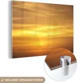 MuchoWow® Peinture sur verre 90x60 cm - Peinture acrylique sur verre - Coucher de soleil jaune ocre - Photo sur verre - Peintures