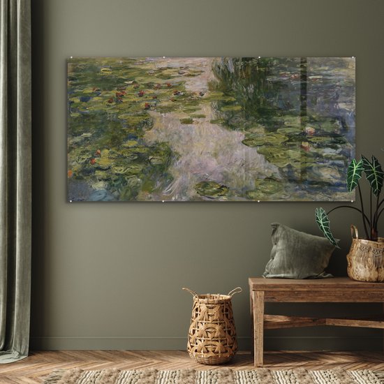 MuchoWow® Peinture sur verre 160x80 cm - Peinture sur verre - Nénuphars - Peinture de Claude Monet - Photo sur verre acrylique - Peintures