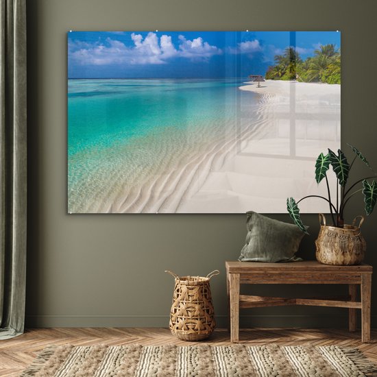 MuchoWow® Peinture sur verre 180x120 cm - Peinture sur verre - Mer - Plage - Été - Photo sur verre acrylique - Peintures