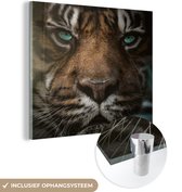 MuchoWow® Glasschilderij 20x20 cm - Schilderij acrylglas - Jungle - Tijger - Wilde dieren - Foto op glas - Schilderijen
