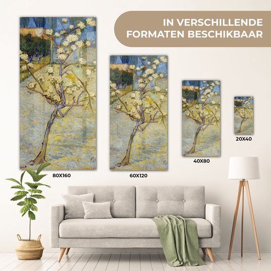 MuchoWow® Peinture sur verre 20x40 cm - Peinture sur verre acrylique - Poirier en fleur - Vincent van Gogh - Photo sur verre - Peintures