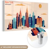 MuchoWow® Glasschilderij 40x20 cm - Schilderij acrylglas - New York - Afbeelding - Zon - Foto op glas - Schilderijen