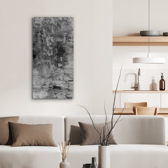 MuchoWow® Peinture sur Verre - Zwart - Pierre - Wit - Industriel - 40x80 cm - Peintures sur Verre Peintures - Photo sur Glas