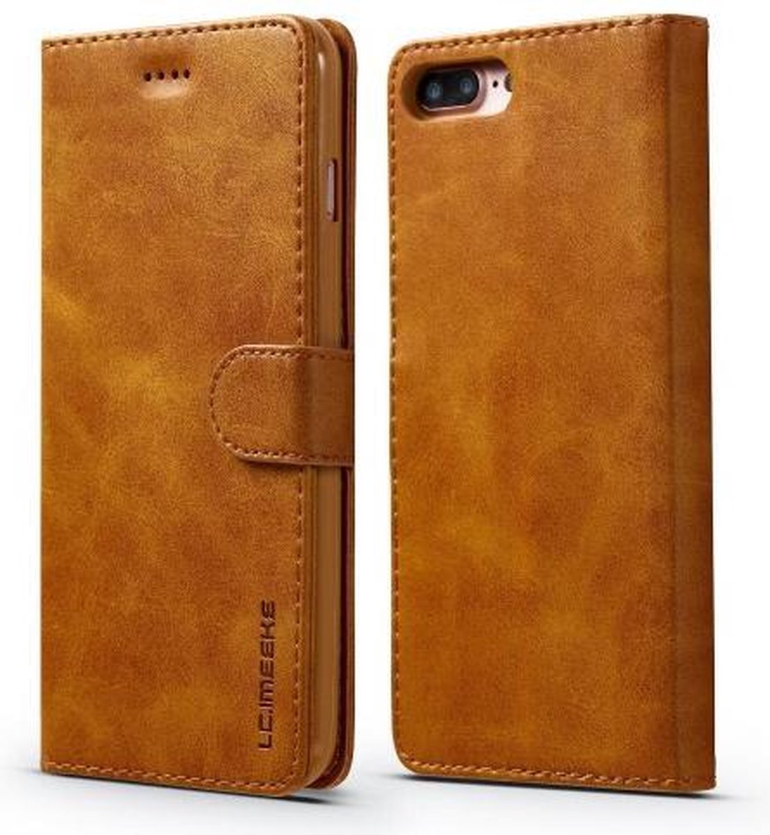 LC.IMEEKE Wallet / portemonnee hoesje voor iPhone 8 Plus / iPhone 7 Plus - Bruin