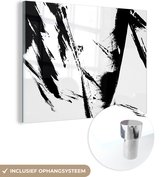 MuchoWow® Glasschilderij 120x90 cm - Schilderij acrylglas - Verf - Zwart - Abstract - Foto op glas - Schilderijen