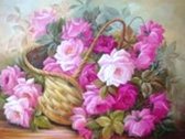 Diamond Painting Mand met bloemen 20x30cm. (Volledige bedekking - Ronde steentjes) diamondpainting inclusief tools