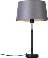 QAZQA Parte - Moderne Tafellamp met kap - 1 lichts - H 700 mm - Zwart - Woonkamer | Slaapkamer | Keuken