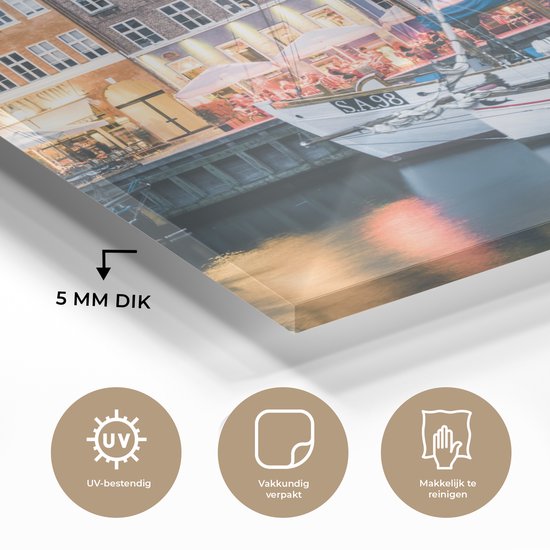 Copenhagen by night Glass 90x60 cm - Tirage photo sur verre (Décoration murale en plexiglas)