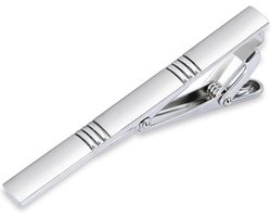 Dasspeld - Stropdas Clip - Shiny Tie Clip - Zilver - Gestreept