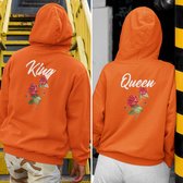 Oranje Koningsdag Hoodie Queen Rose Back - Maat XS - Uniseks Pasvorm - Oranje Feestkleding