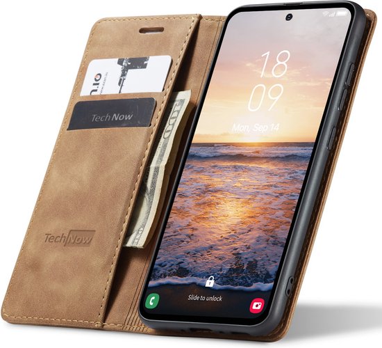 Hoesje geschikt voor Samsung Galaxy A34 - Book Case Leer Slimline Bruin