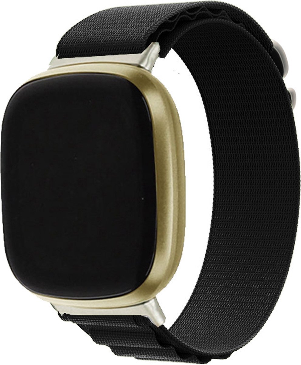 Nylon bandje - geschikt voor Fitbit Versa 4 / Sense 2 - zwart