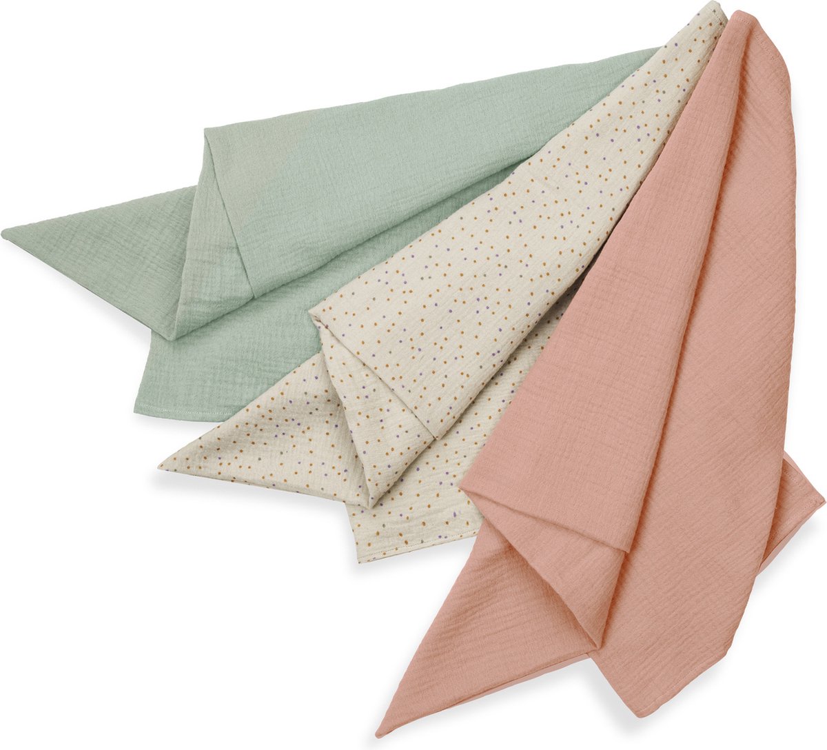 Hauck - Mullwindeln / Mulltücher / Spucktücher Cuddle N Clean - 3er Set 80 X 80 Cm Sage Beige Dots Cork