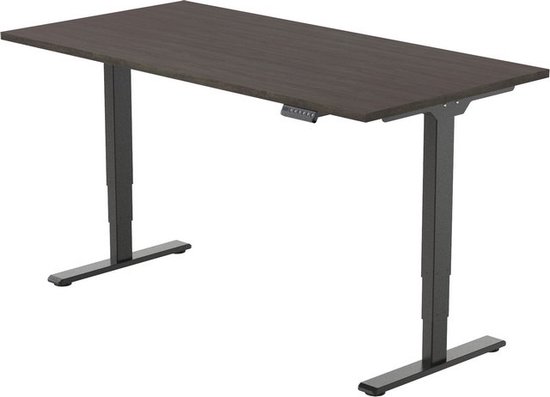 Office Hero® Cosmic Elektrisch - Zit sta bureau in hoogte verstelbaar zwart frame - Game bureau - Computertafel - Werktafel - 160x80 - Logan eik