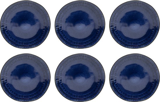 Tavola - Dinerborden - Navy Blue Athens - Ø27cm - Donker Blauw - Lichte glans - Aardewerk - 6 stuks - Servies