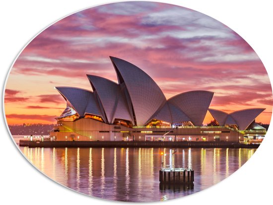 PVC Schuimplaat Ovaal - Sydney Opera House - Australië - 56x42 cm Foto op Ovaal (Met Ophangsysteem)