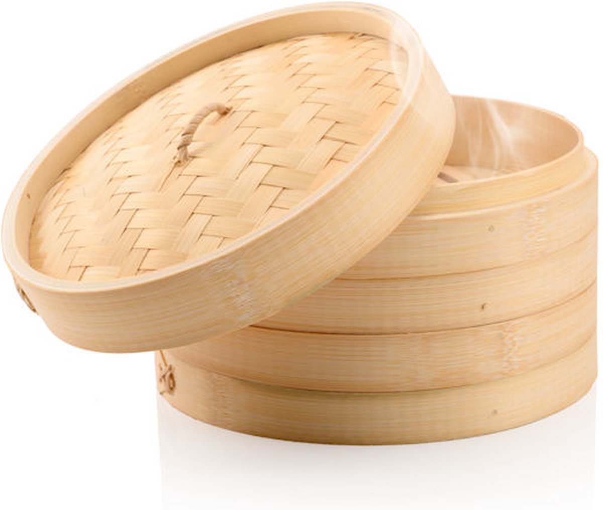 3 Delig Stoommandje met deksel - Ø20.5 Cm - Bamboe - Rijst Stoommanden - Stomer Steamer Cooker - Dim Sum Stoomschaal — cadeau in Kookcadeaus - foto 8