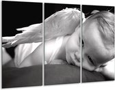 Glasschilderij Kind - Grijs, Wit, Zwart - 120x80cm 3Luik - Foto Op Glas - Geen Acrylglas Schilderij - GroepArt 6000+ Glas Art Collectie - Maatwerk Mogelijk