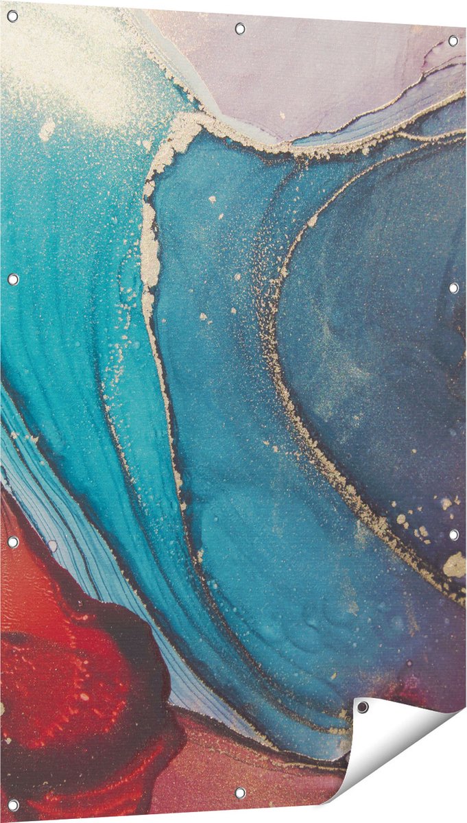 Gards Tuinposter Abstracte Luxe Kunst - 80x120 cm - Tuindoek - Tuindecoratie - Wanddecoratie buiten - Tuinschilderij Multikleur