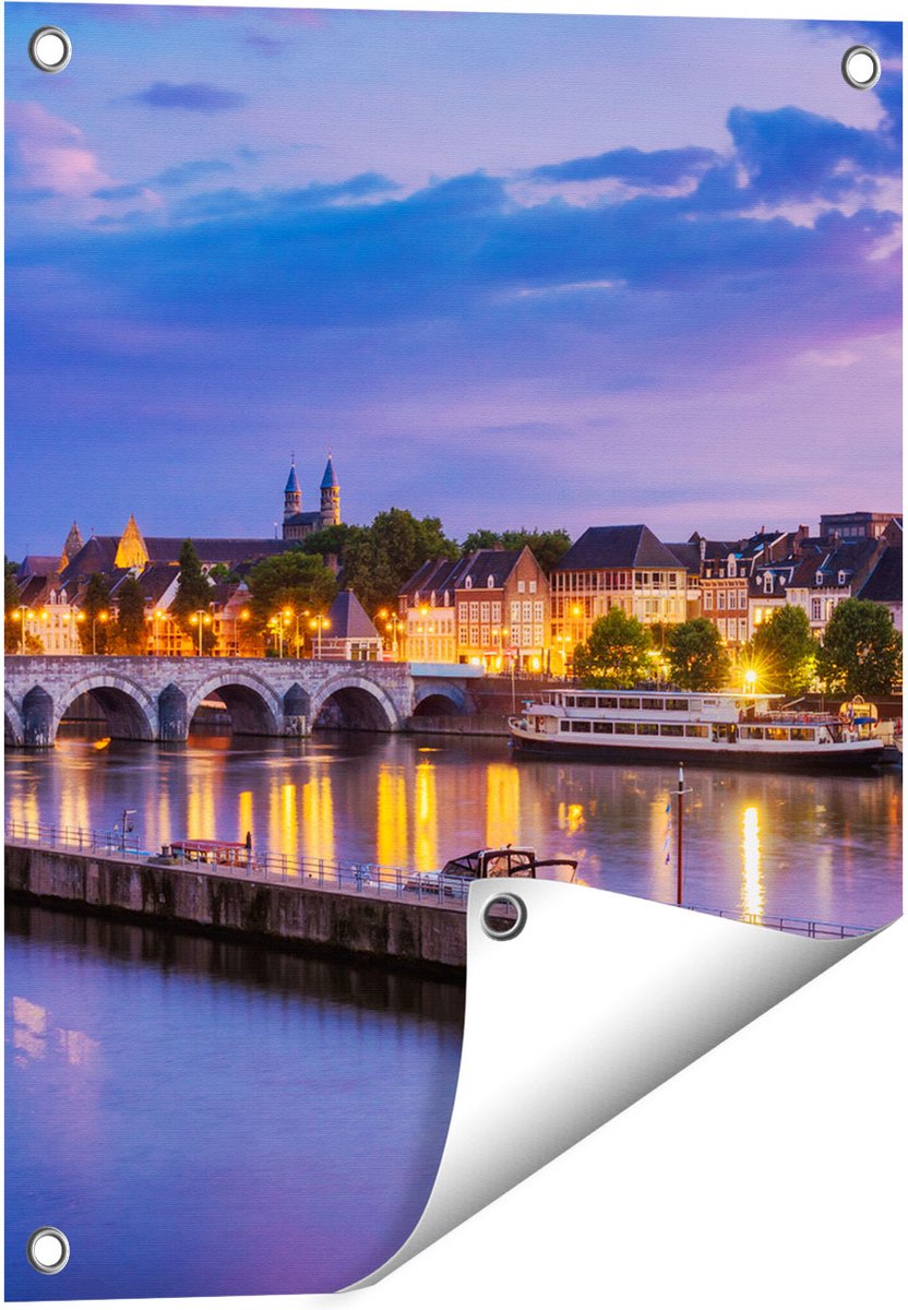Gards Tuinposter Maastricht Maas Rivier bij de Sint Servaasbrug - 40x50 cm - Tuindoek - Tuindecoratie - Wanddecoratie buiten - Tuinschilderij Multikleur
