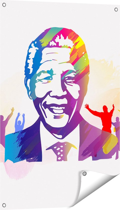 Gards Tuinposter Nelson Mandela - 60x90 cm - Tuindoek - Tuindecoratie - Wanddecoratie buiten - Tuinschilderij