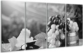 GroepArt - Glasschilderij - Druiven, Keuken - Zwart, Grijs - 160x80cm 4Luik - Foto Op Glas - Geen Acrylglas Schilderij - 6000+ Glasschilderijen Collectie - Wanddecoratie