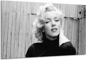 Schilderij Op Canvas Marilyn Monroe - Zwart, Wit, Grijs - 120x70cm 1Luik - Foto Op Canvas - GroepArt 6000+ Schilderijen 0p Canvas Art Collectie - Wanddecoratie - Woonkamer - Slaapkamer - Canvas Print