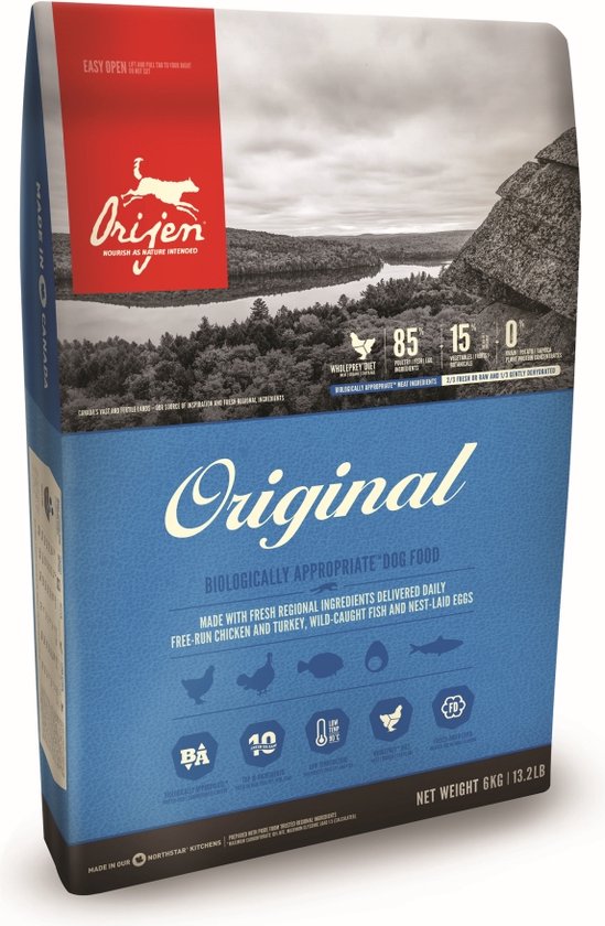 Orijen Original Hondenvoer: Gemaakt in Canada met kip, kalkoen, vis en eieren. Biologisch geschikte voeding.