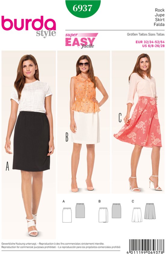 Burda Naaipatroon 6937 – Rok in variaties