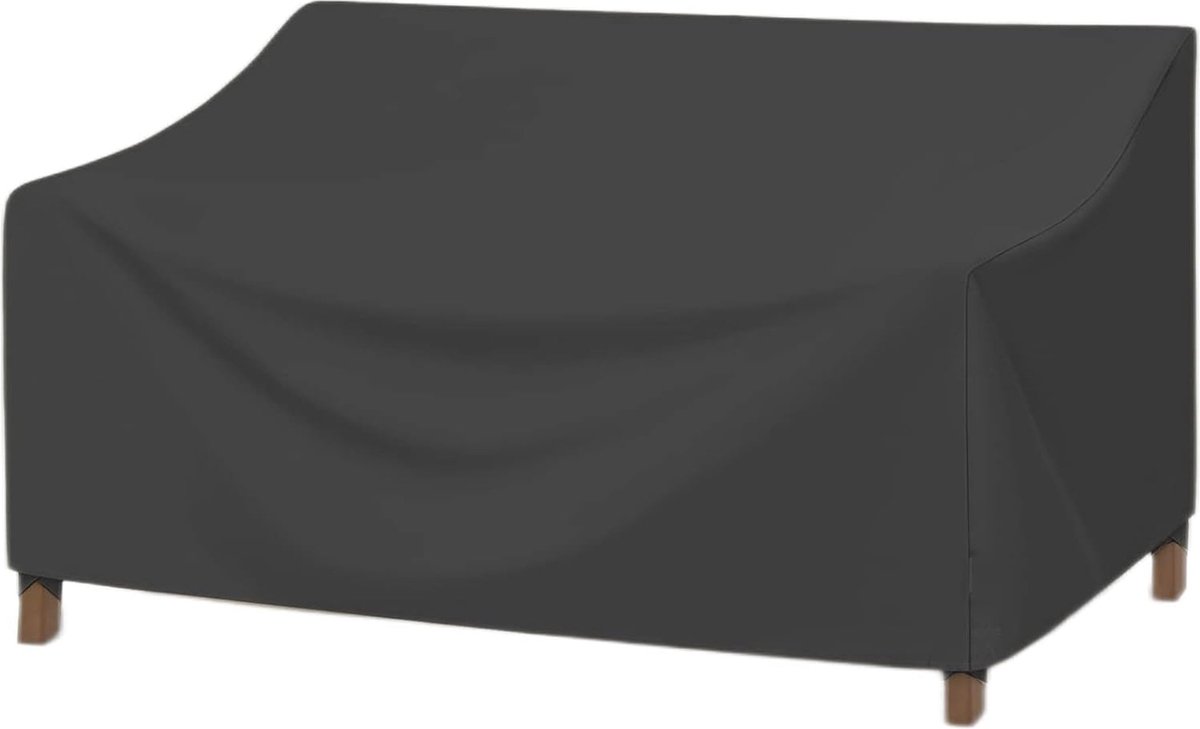 Tuinbankhoes, waterdicht, 600D beschermhoes, tuinbank met ventilatiegleuven, buitenbankhoes, zeildoek, tuinbankbescherming tegen wind, UV-beschermend, zwart (213 x 94 x