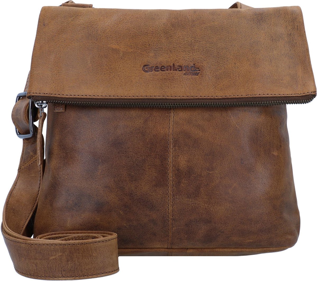 GreenLand Nature Leren Schoudertas Montana Flap Crossbody Bag Brown Bruine