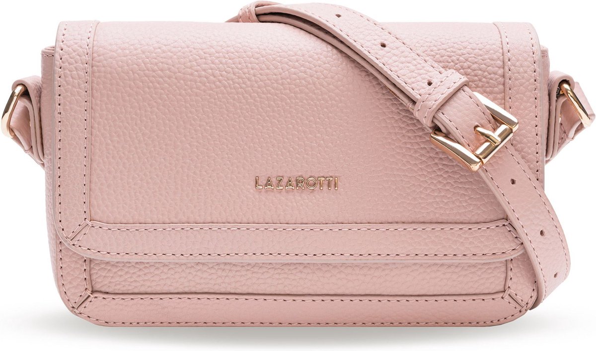 Lazarotti Leren Schoudertas Bologna Leather Flap Crossbody Bag Pink Oud roze