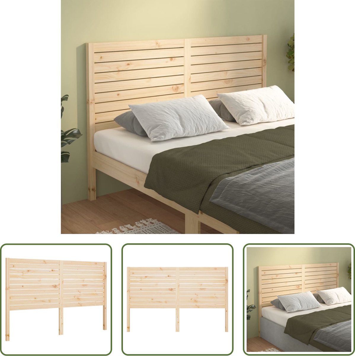 The Living Store Houten Hoofdeinde - Grenenhout - 146 x 4 x 100 cm - Trendy design