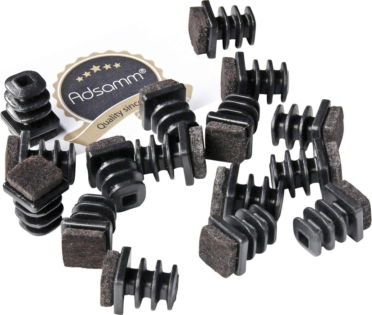 UFURMATE Plastic stoelkussens, 30 stuks antislip beenvloerbeschermers, rechthoekige doppen met uiteinden, U-vormige buisbeschermers voor Dia.25mm ronde slede-basispoten