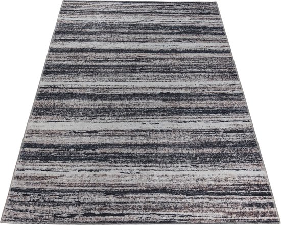 Tapis Tapiso Ritz Tapis Grijs Katoen Antidérapant Lignes de Salon Taille - 80x150