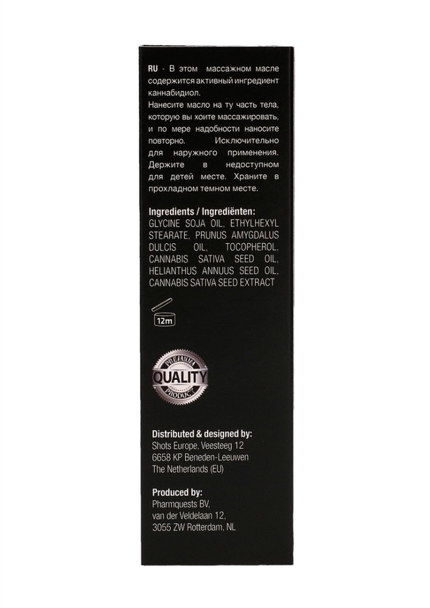 Goedkoopste Shots - Pharmquests CBD Cannabis Massageolie - 50 ml